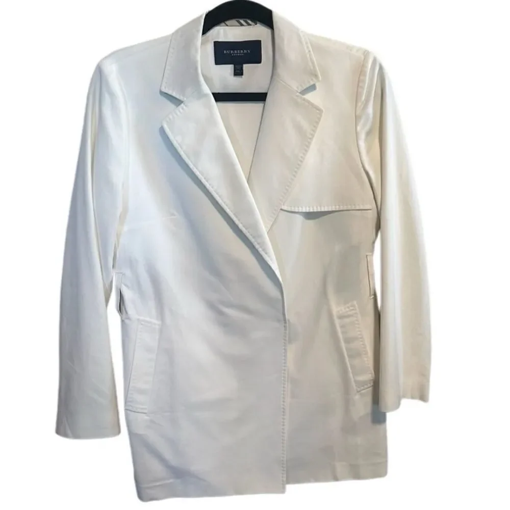 Burberry- Women’s Cotton Shorter Length Trench Jacket in White Size US 8 - Picture 1 of 10